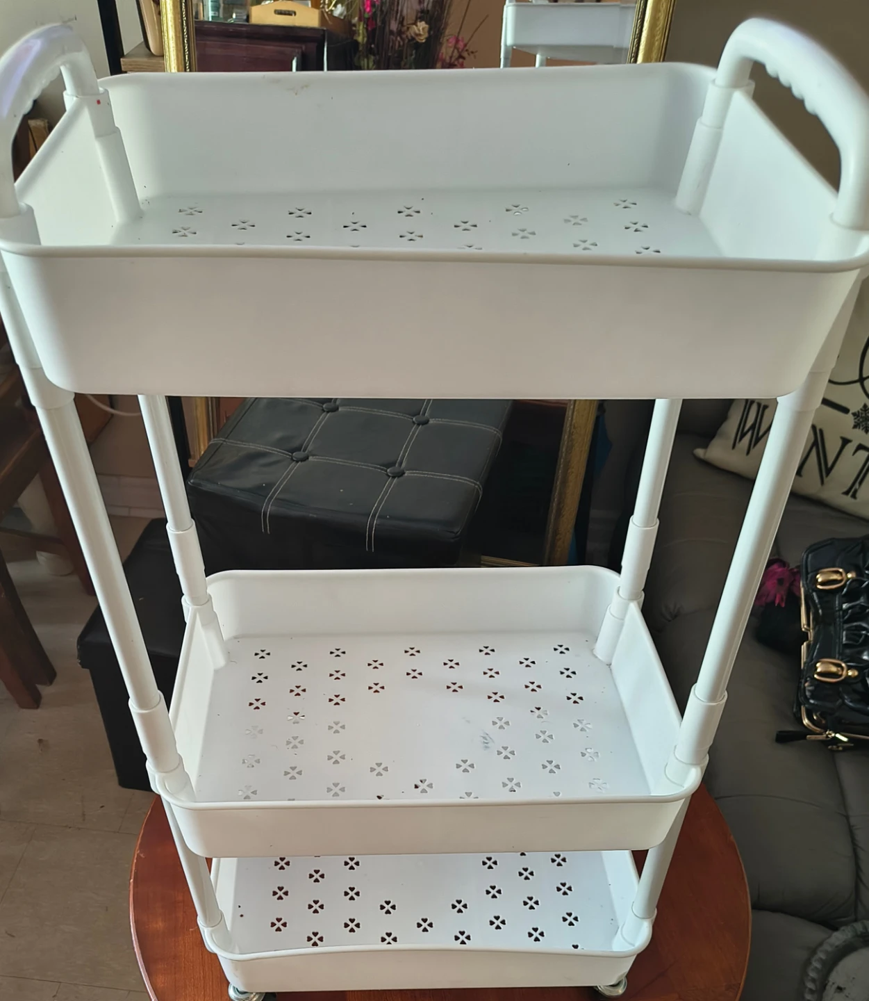 White 3-Tier Rolling Utility Cart - photo 2
