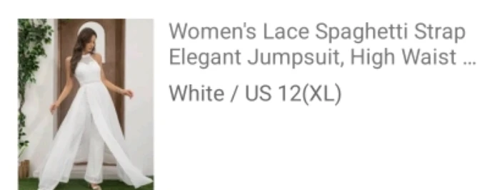 Women's Lace Spaghetti Strap Elegant Jumpsuit - White XL
