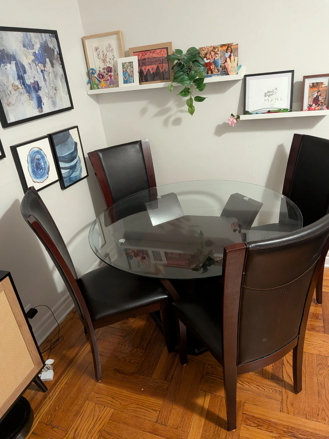 Glass Top Dining Table with 4 Chairs