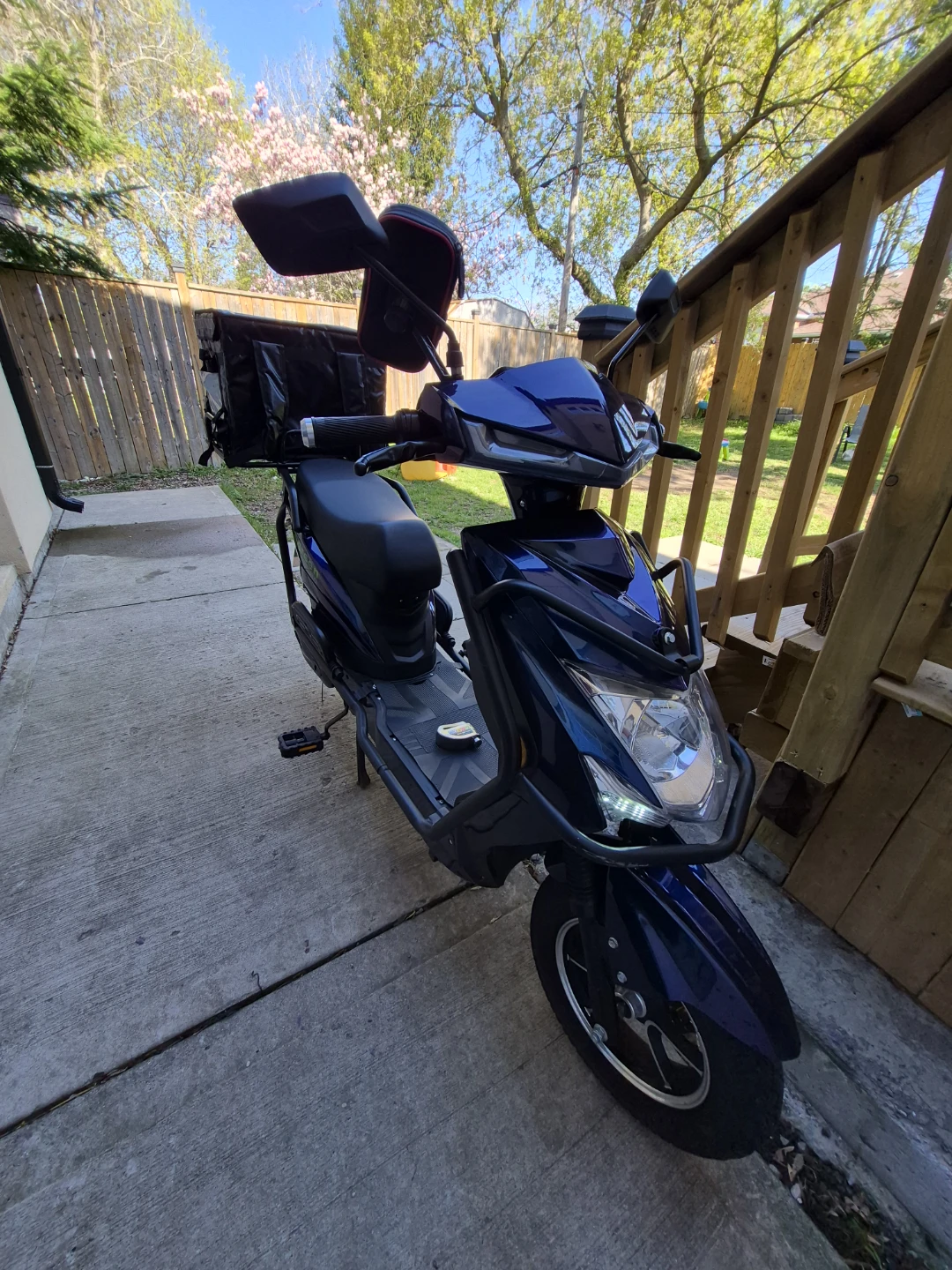 Green Moto Electric Scooter with Delivery Bag