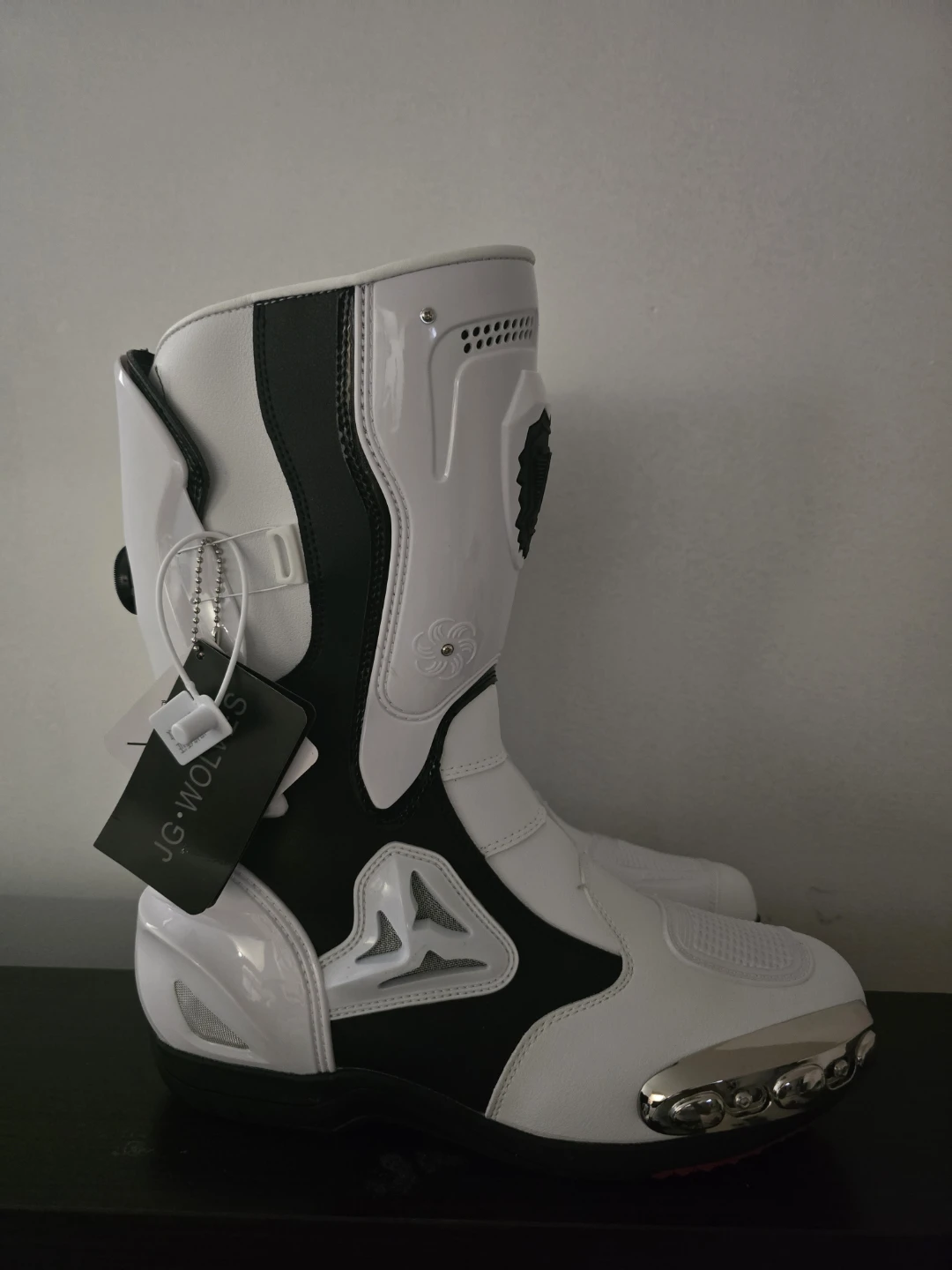 JG-WOLVES Motorcycle Boots - White/Black - photo 4