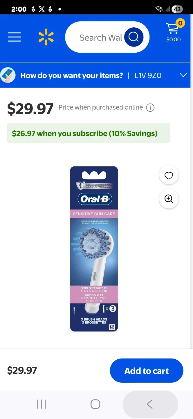 Oral-B Sensitive Gum Care Replacement Brush Heads (3 Count)