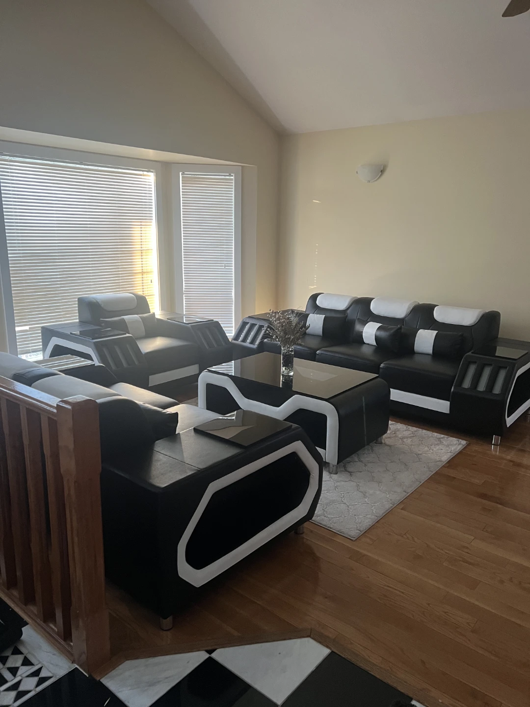 Modern Black and White Living Room Set - photo 2