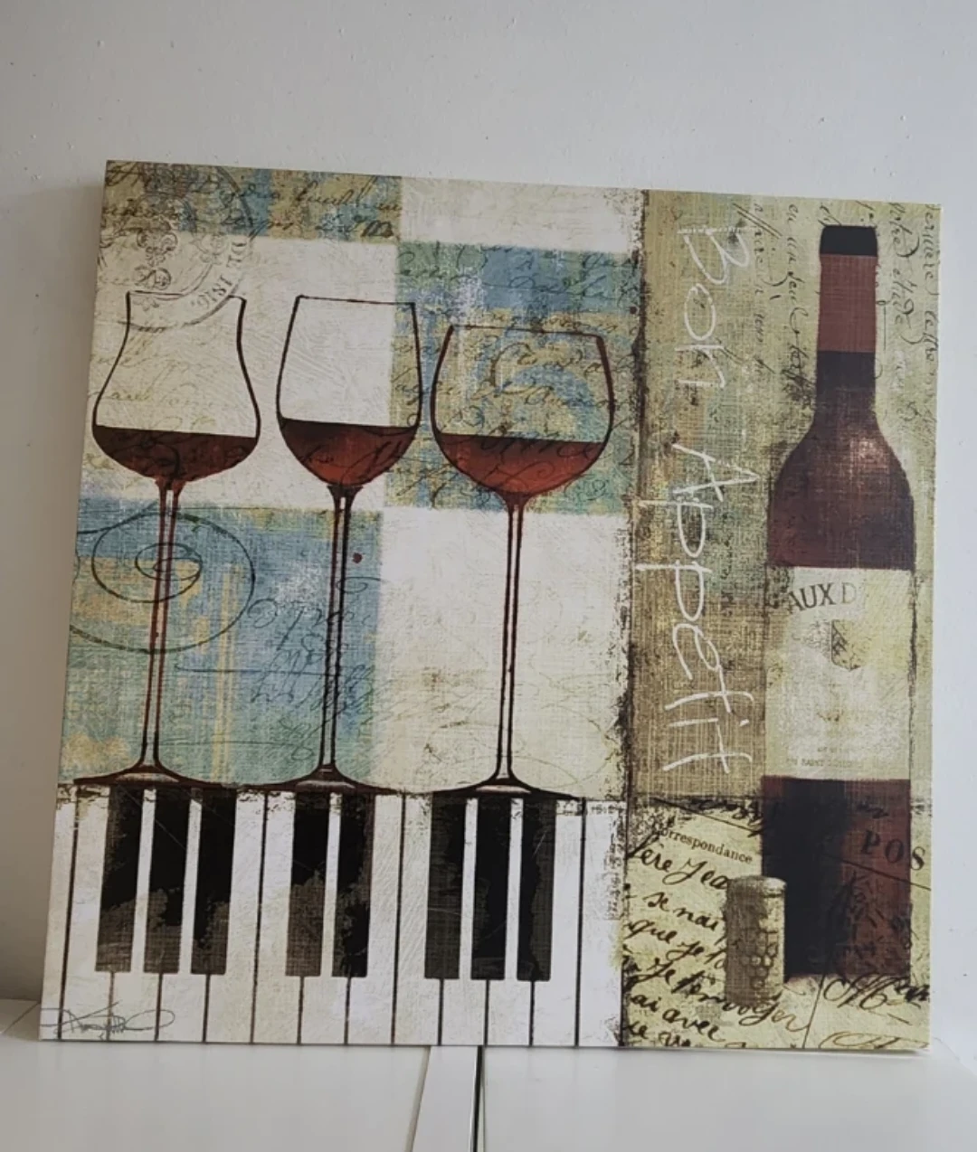 Decorative Wall Art with Wine Glasses and Piano Keys - photo 2