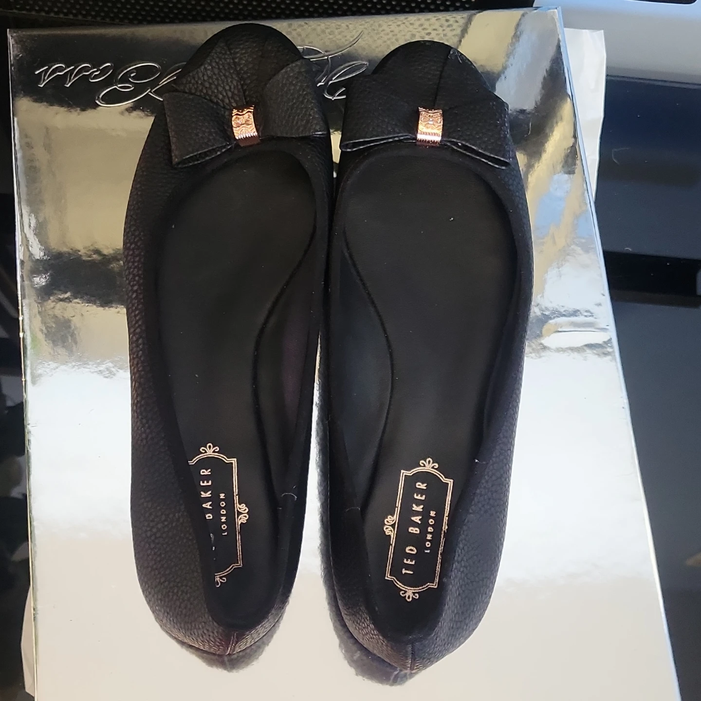 Ted Baker London Black Bow Ballet Flats - Women's Size 7 - photo 3