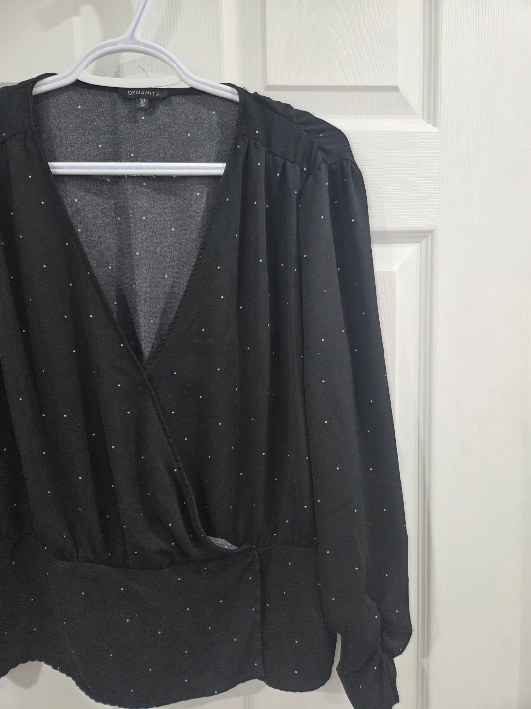 Dynamite Black Polka Dot Wrap Top - photo 3