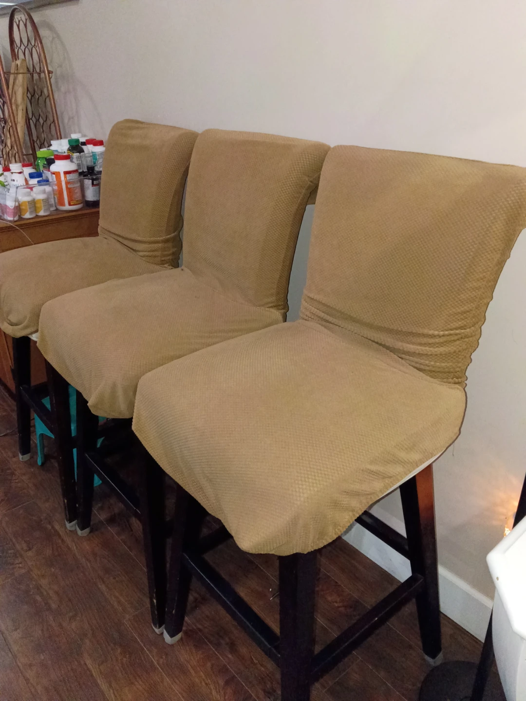 Set of 3 Tan Bar Stools