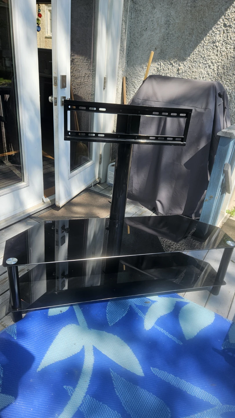Black Glass TV Stand with Mount