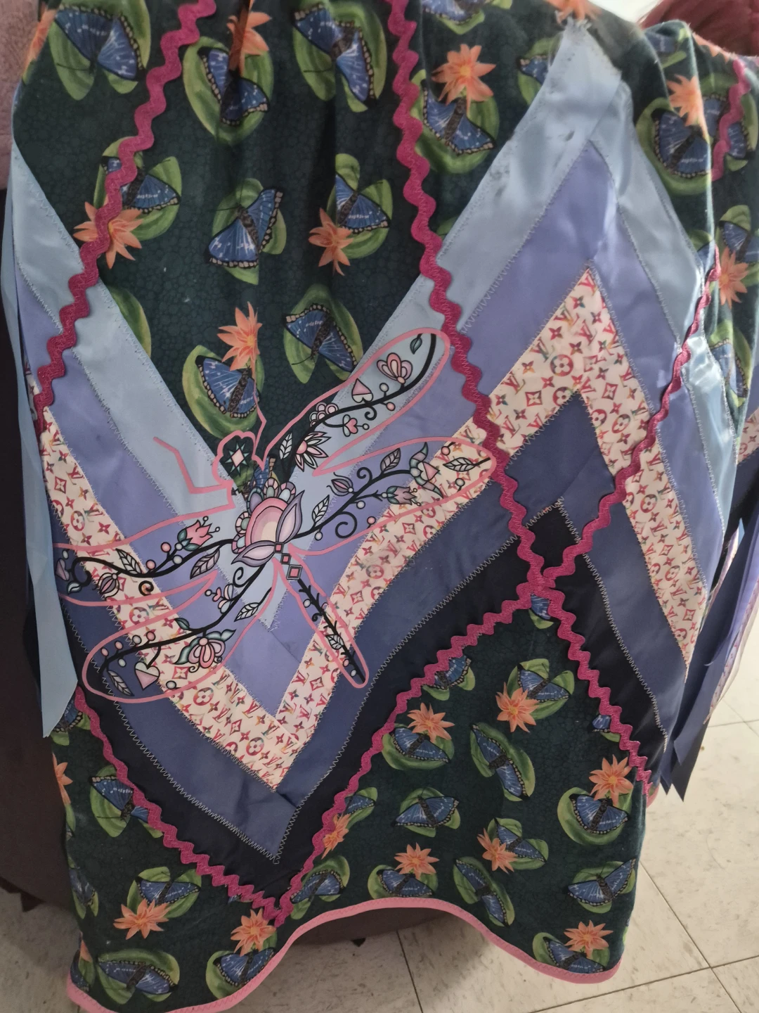 Handmade Ribbon Skirt with Butterfly and Dragonfly Design - photo 2
