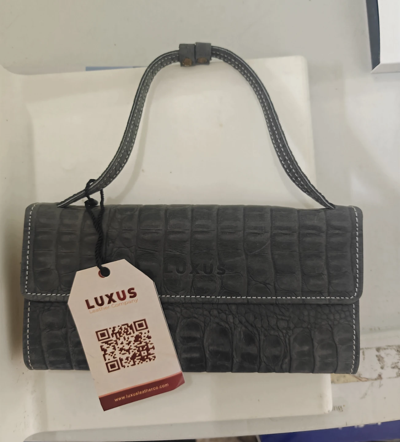 Luxus Grey Embossed 100% Leather Clutch Wallet