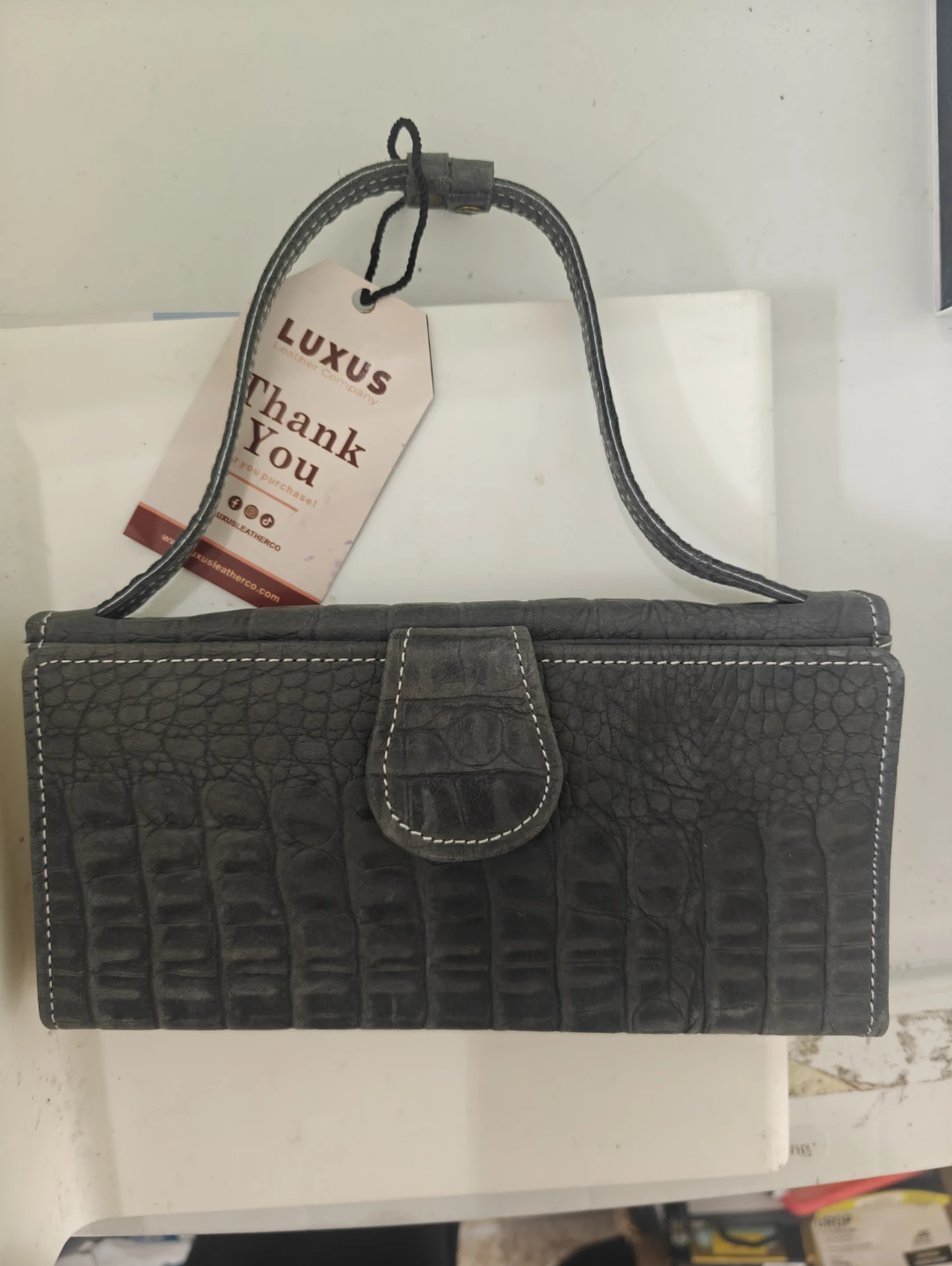 Luxus Grey Embossed 100% Leather Clutch Wallet - photo 4