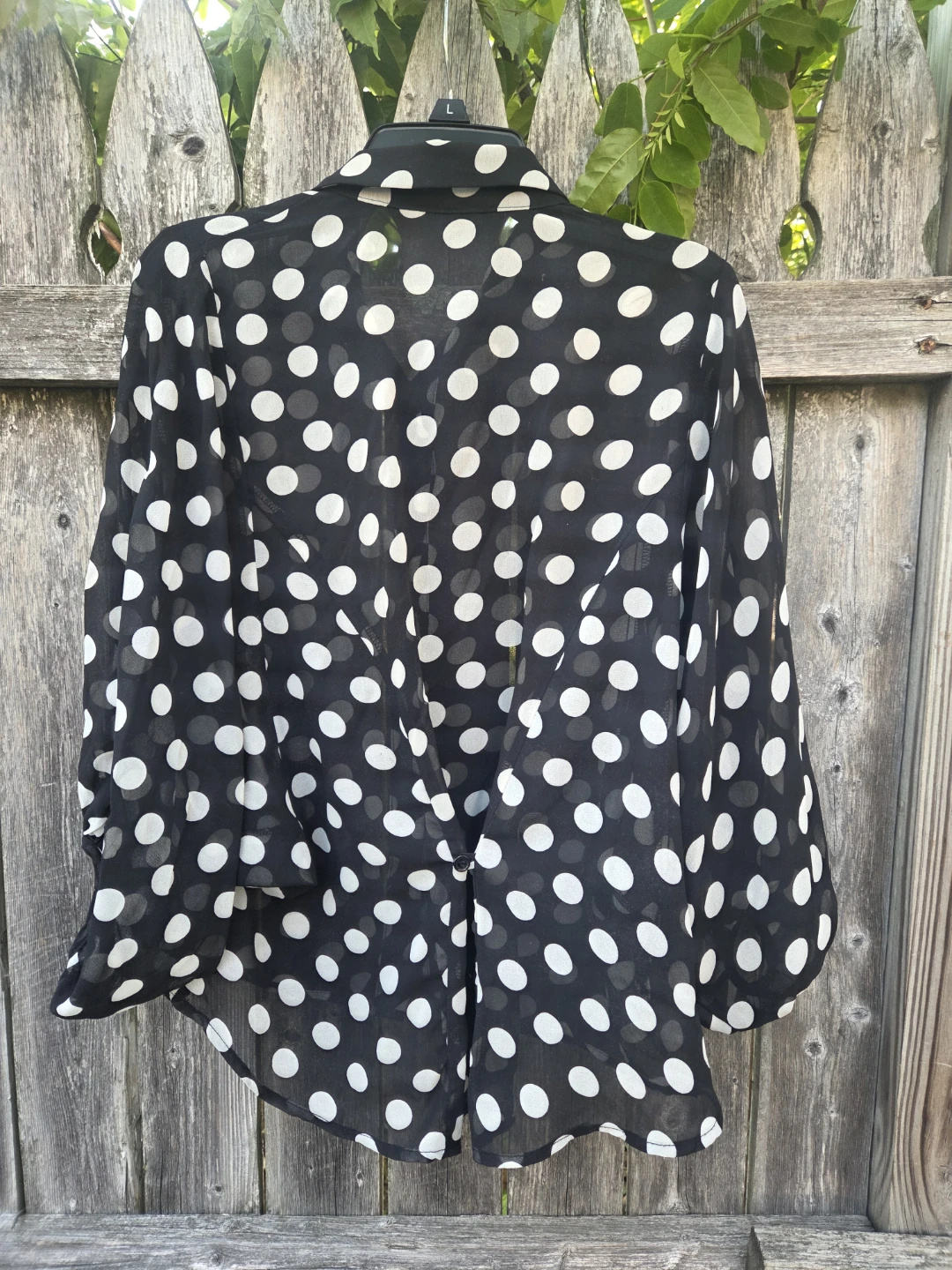 Black and White Polka Dot Blouse - Size L - photo 2