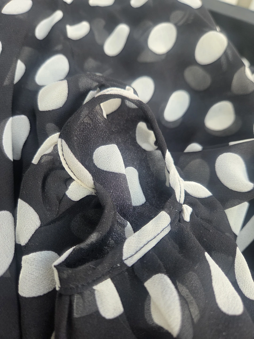 Black and White Polka Dot Blouse - Size L - photo 3