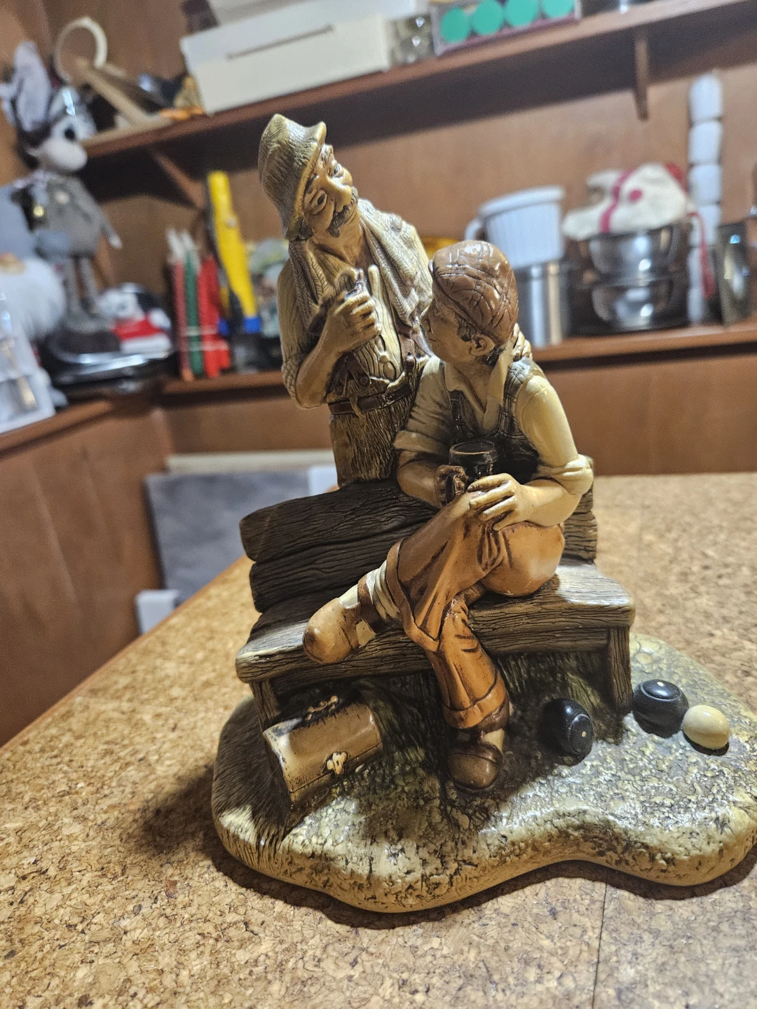 Vintage Two Men Sitting on Bench Figurine - photo 2