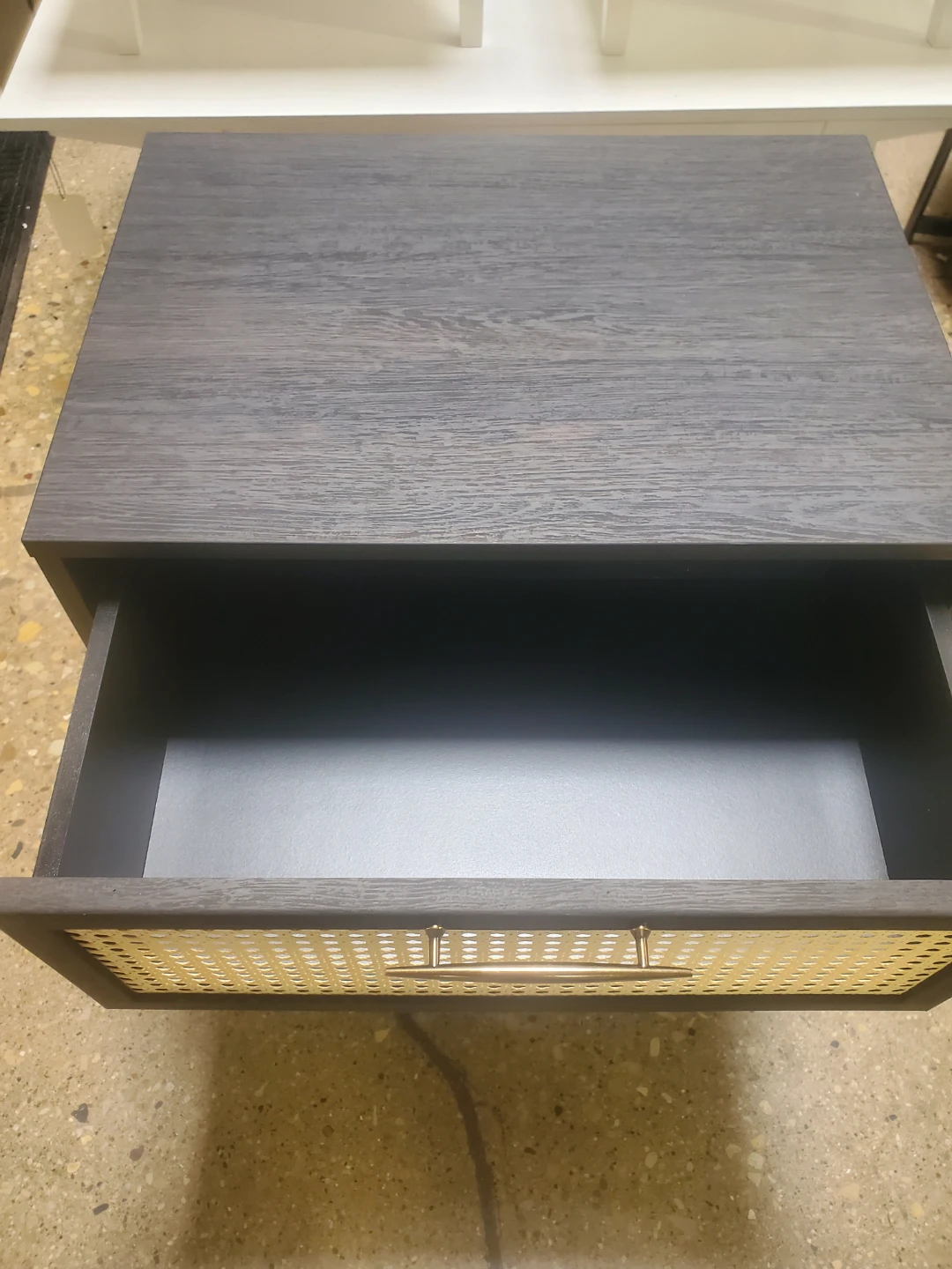 Dark Wood Nightstand with Cane Drawer(New In A Box) - photo 3