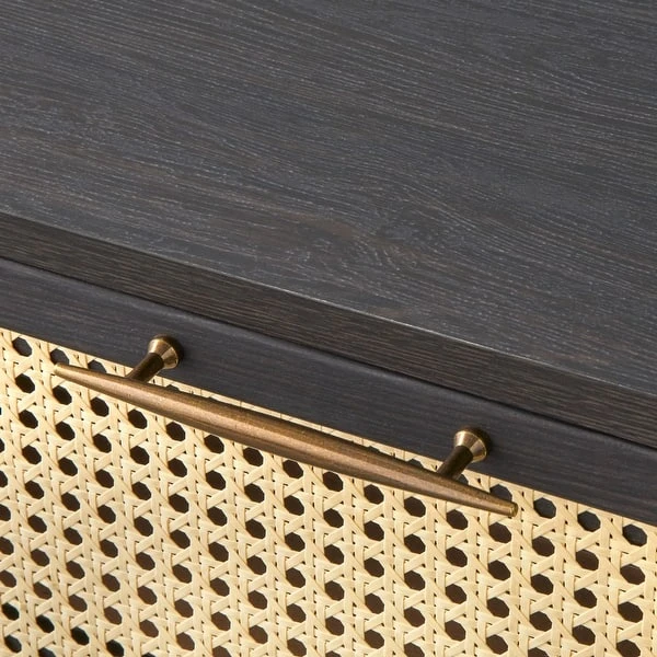 Dark Wood Nightstand with Cane Drawer(New In A Box) - photo 5