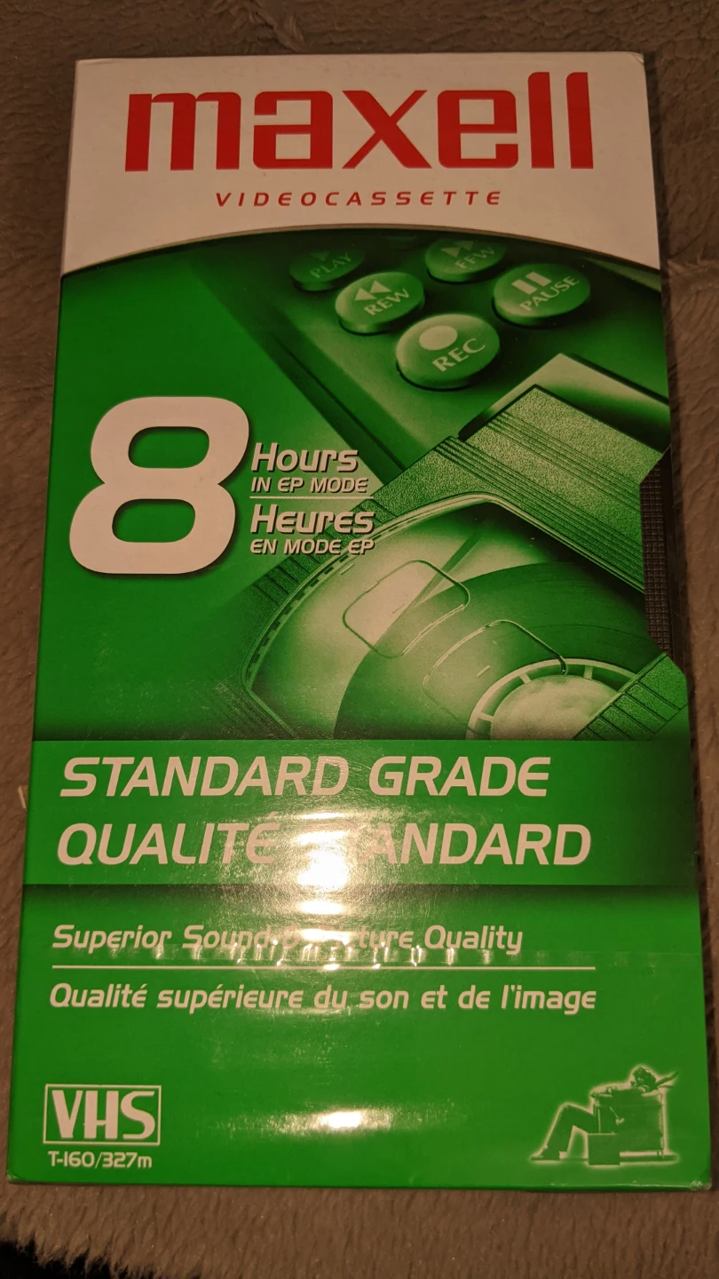 Maxell Standard Grade T-160 8 Hour Videocassette