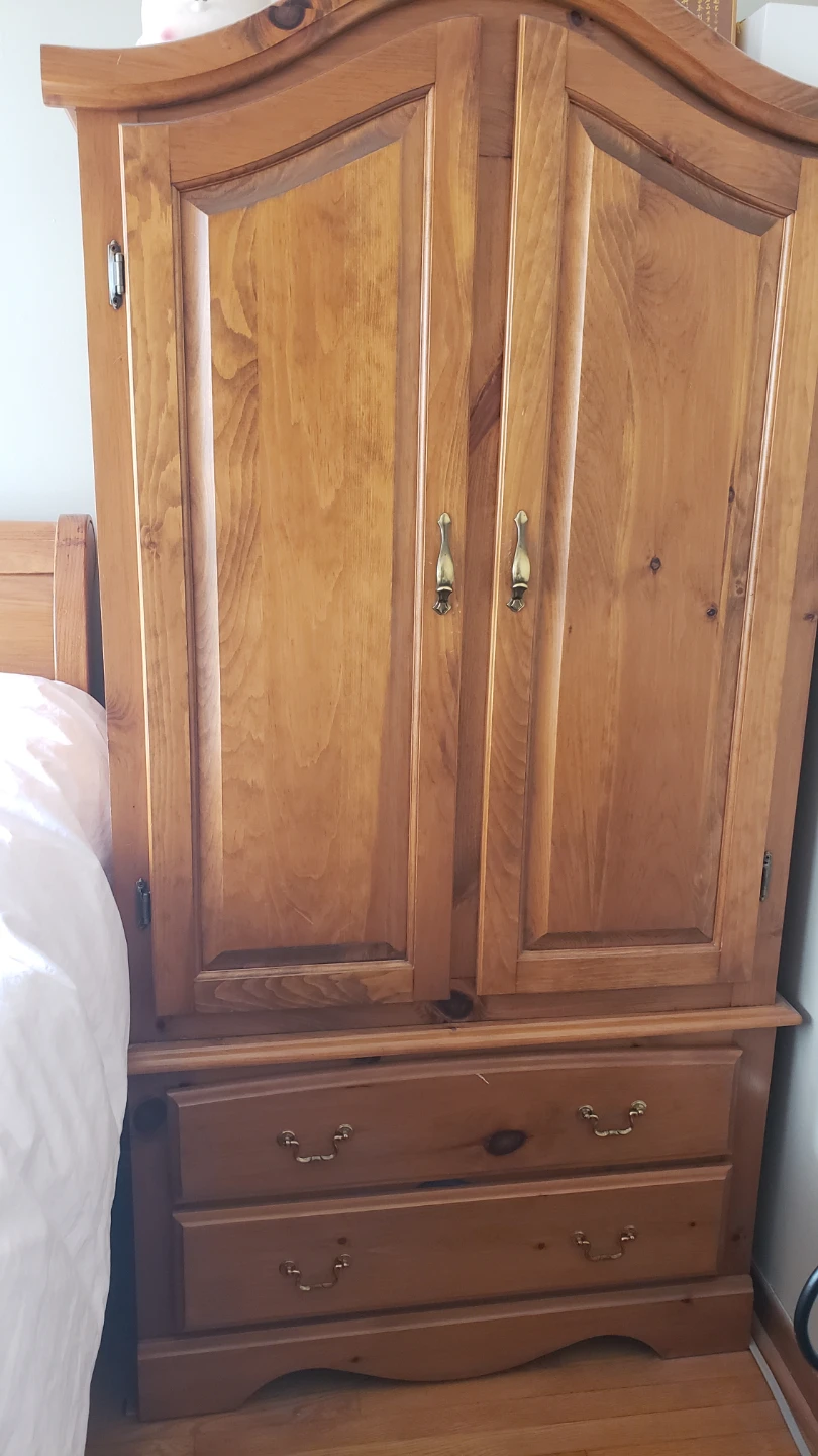 Solid Oak Armoire with Drawers