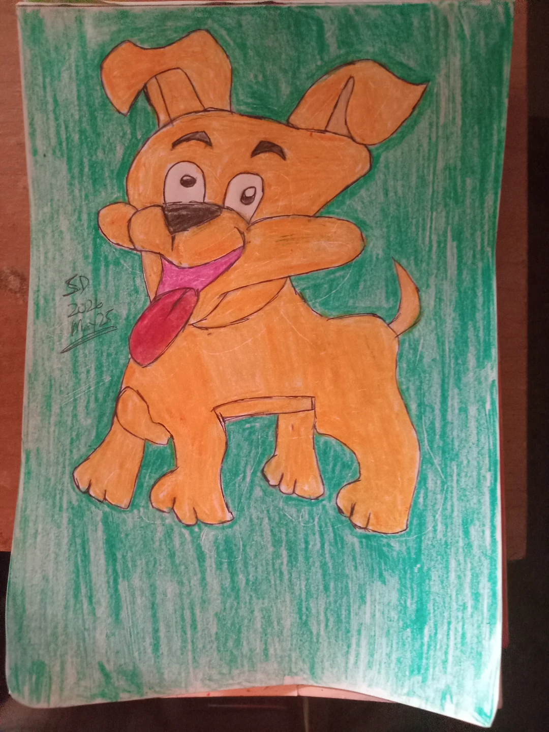 Orange Dog with a Green Background Drawing - photo 5