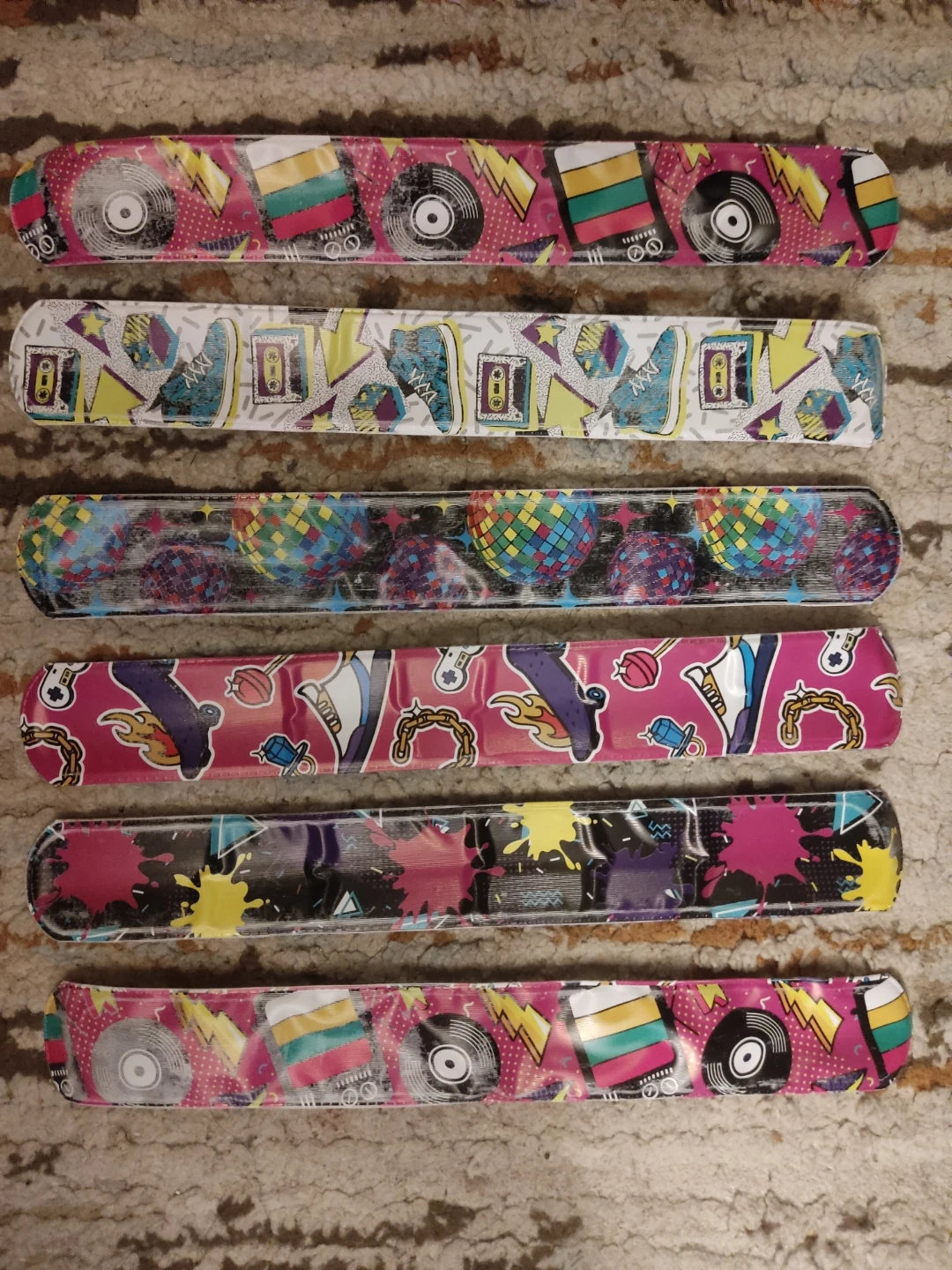 Set of 6 Slap Bracelet - Disco-Themed