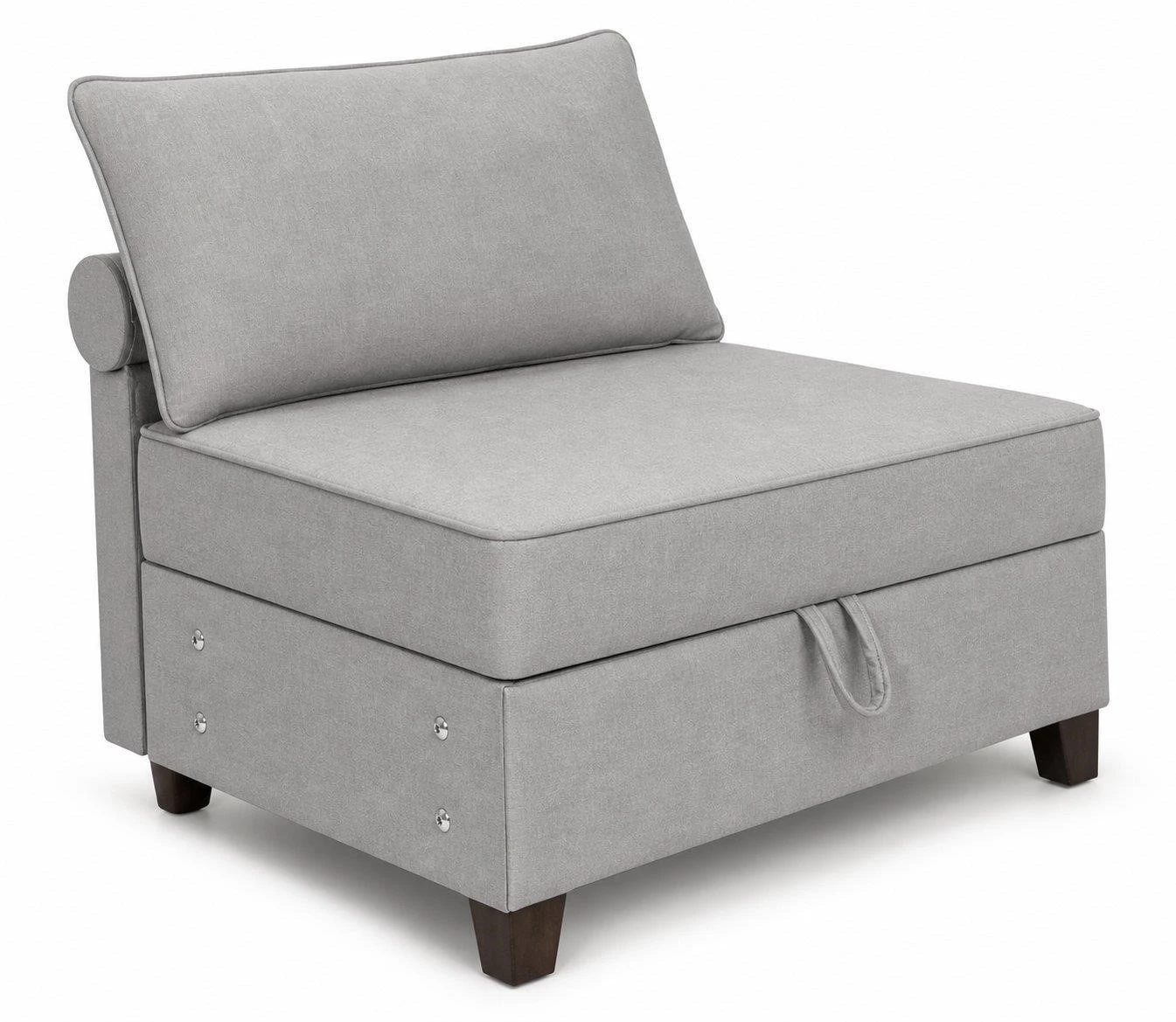 Grey Armless Accent Chair with Storage
