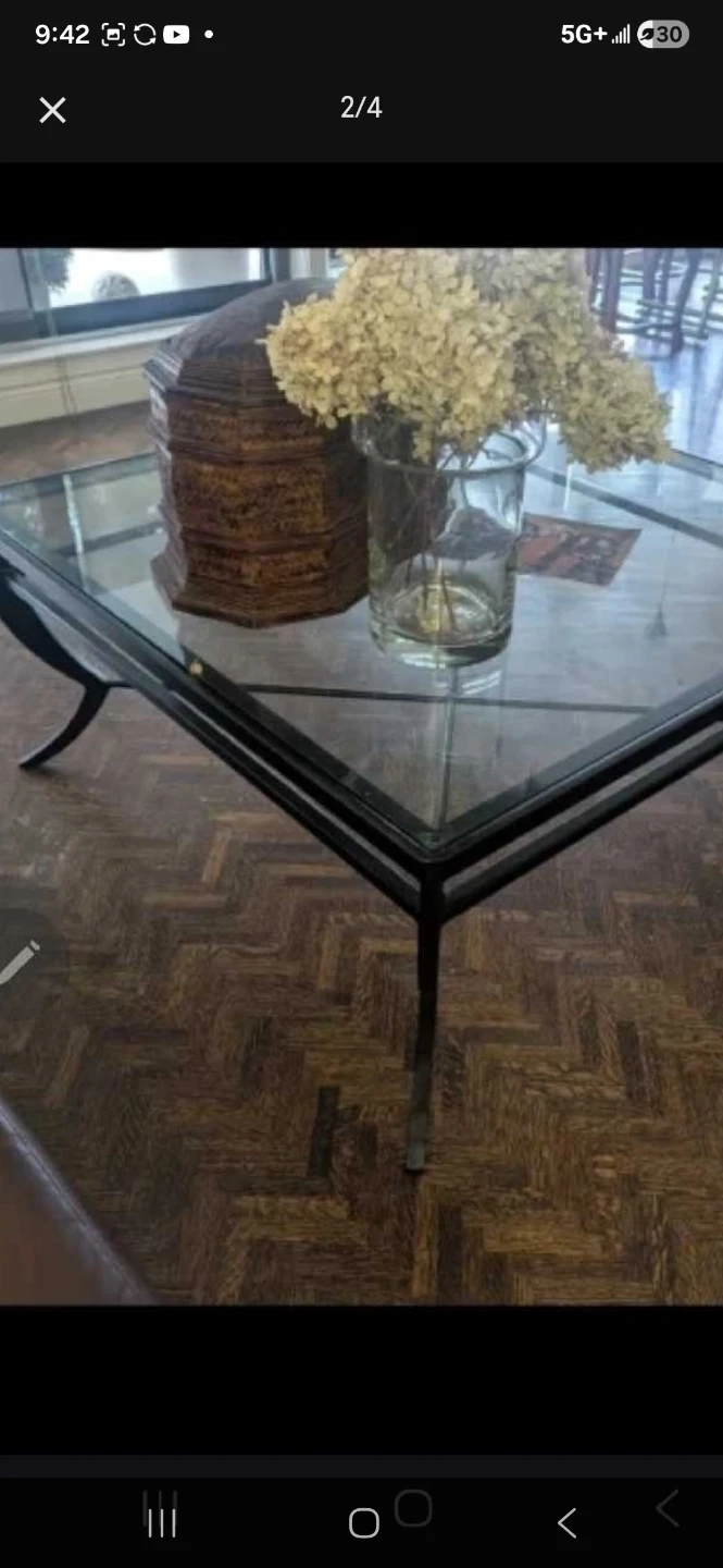 Glass Top Coffee Table with Metal Frame