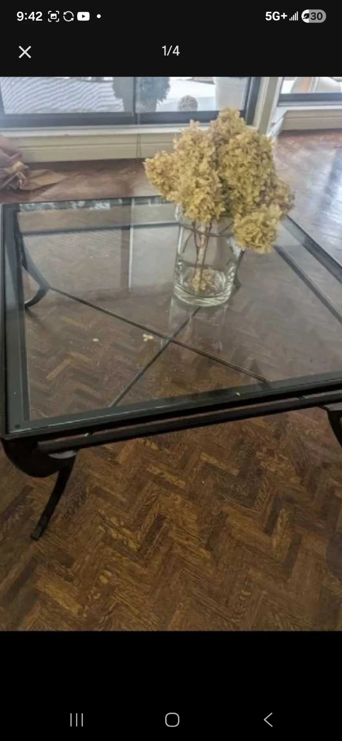 Glass Top Coffee Table with Metal Frame - photo 2