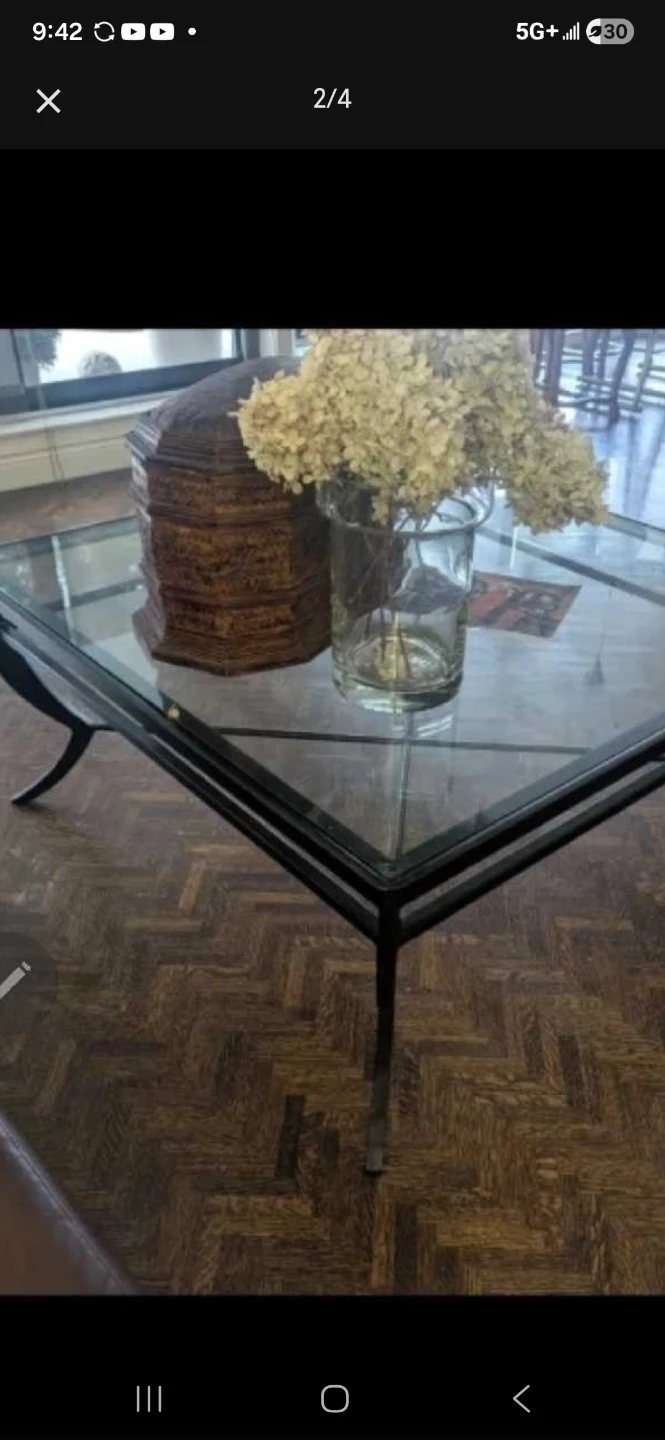 Glass Top Coffee Table with Metal Frame - photo 3