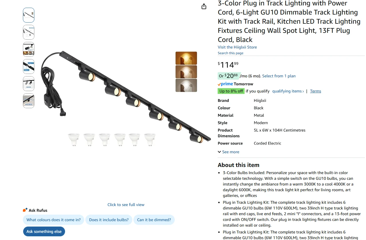 Long Track Lighting Kit with 6 Bulbs Included - photo 2
