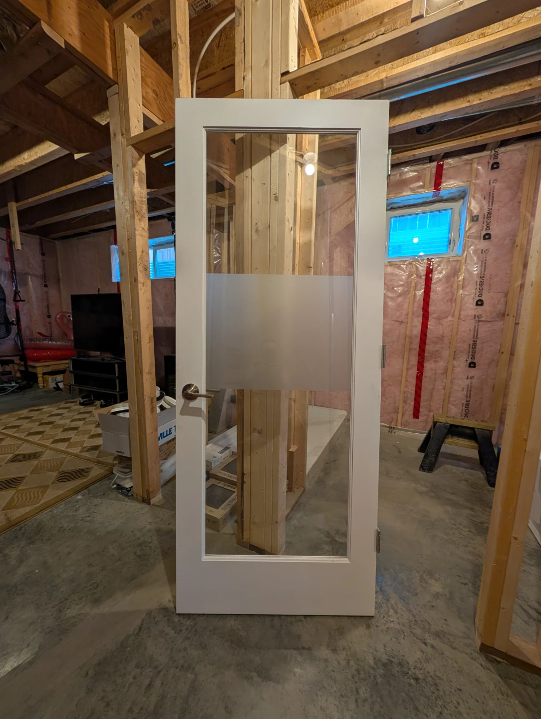 White Interior Door with Frosted Glass