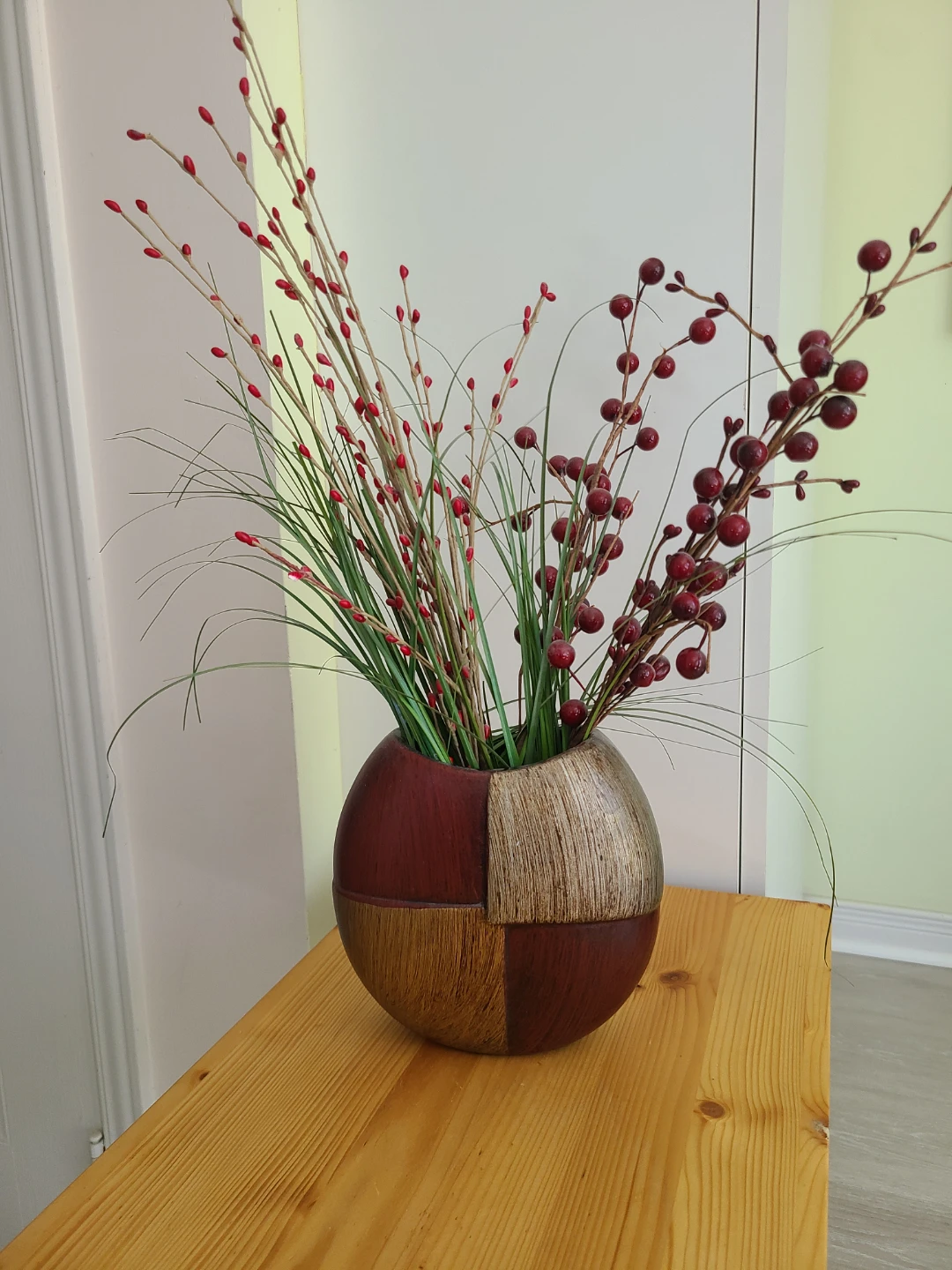 Decorative Vase with Faux Berries and Greenery