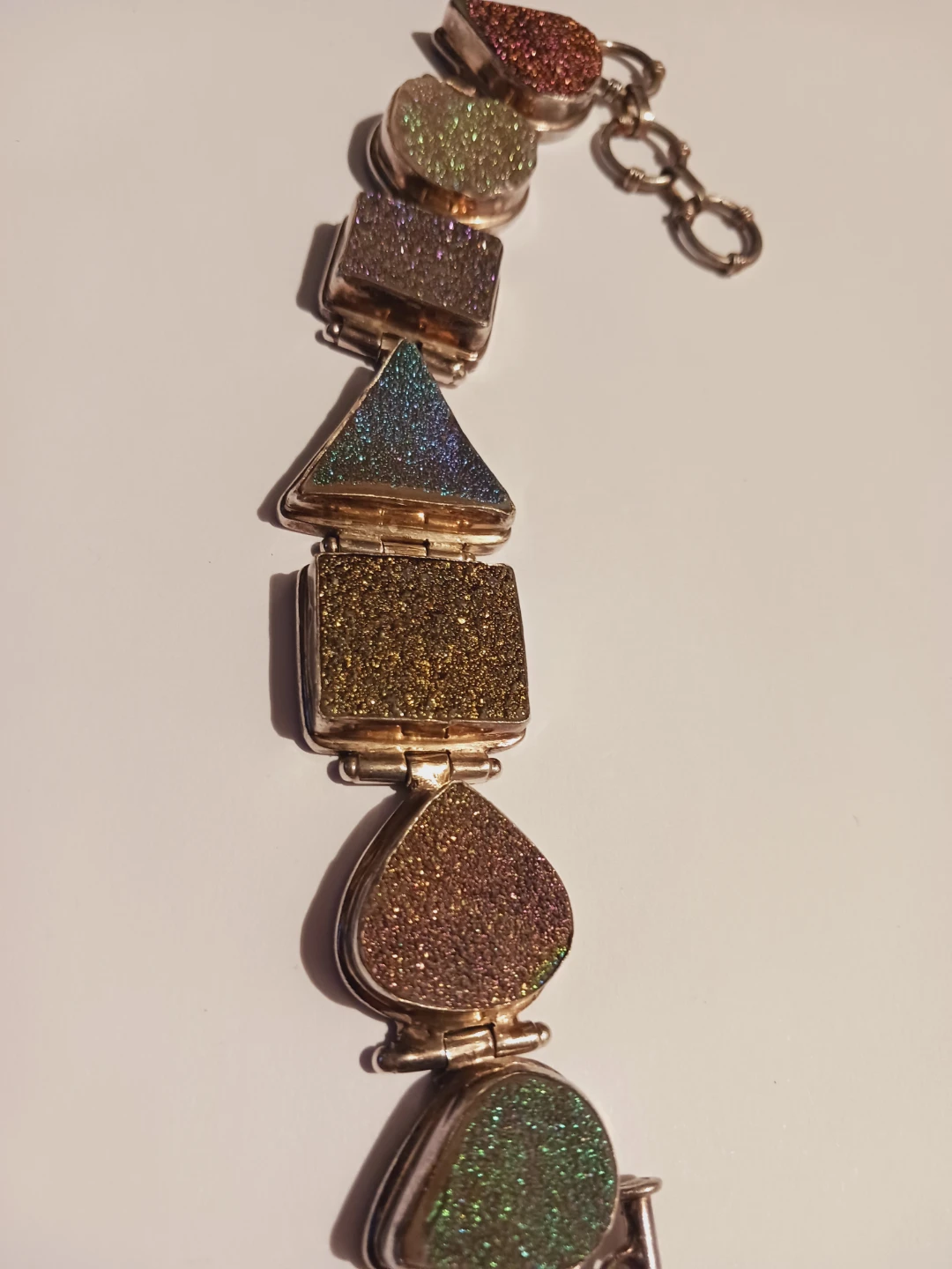 Sterling Silver 925 Geometric Druzy Quartz Stones Bracelet