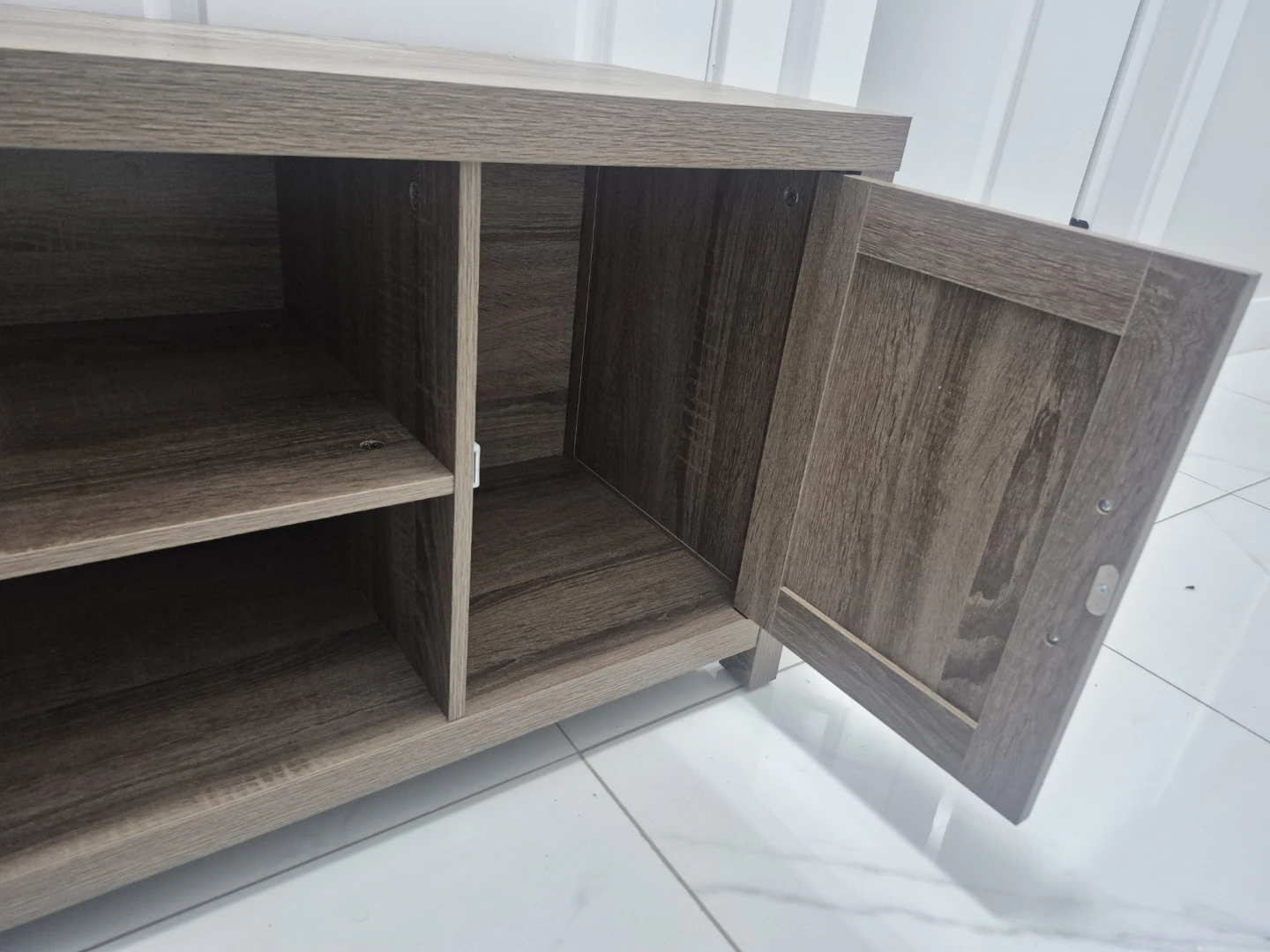 Brown TV Stand with Cabinet and Shelves - photo 3