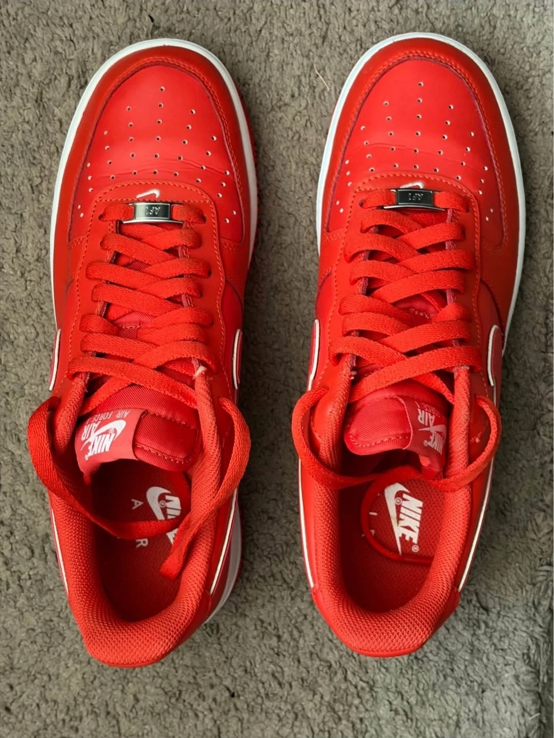 Nike Air Force 1 Low Red Leather Sneakers - photo 2