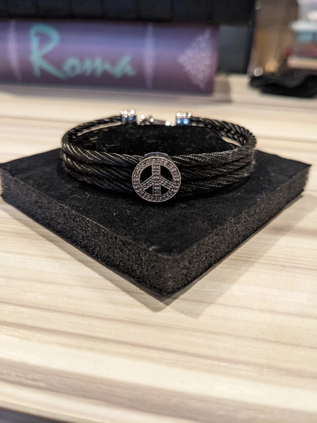Sterling Silver and Cable Wire Peace Sign Bracelet - photo 2