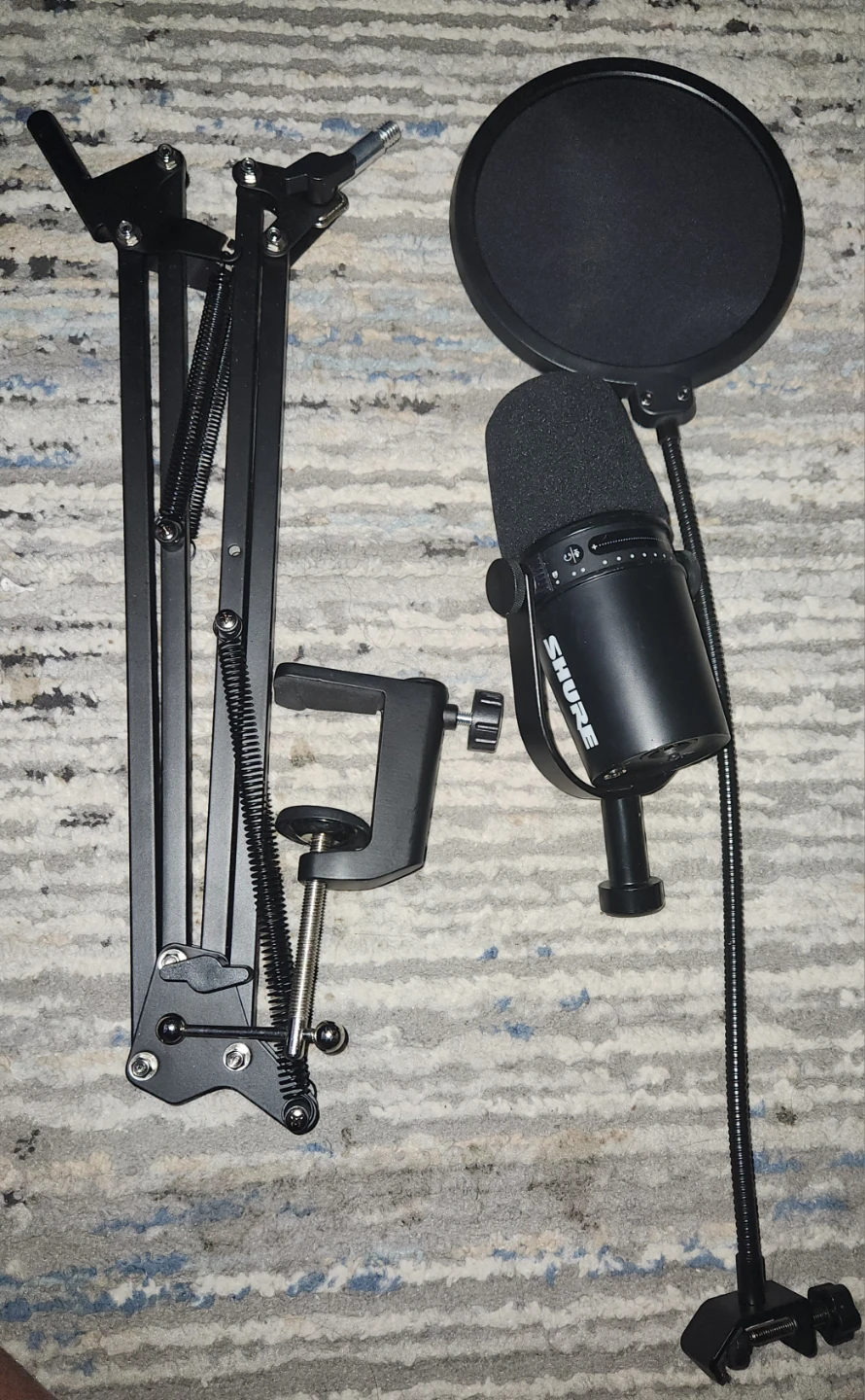 Shure MV7 Microphone with Boom Arm and Pop Filter