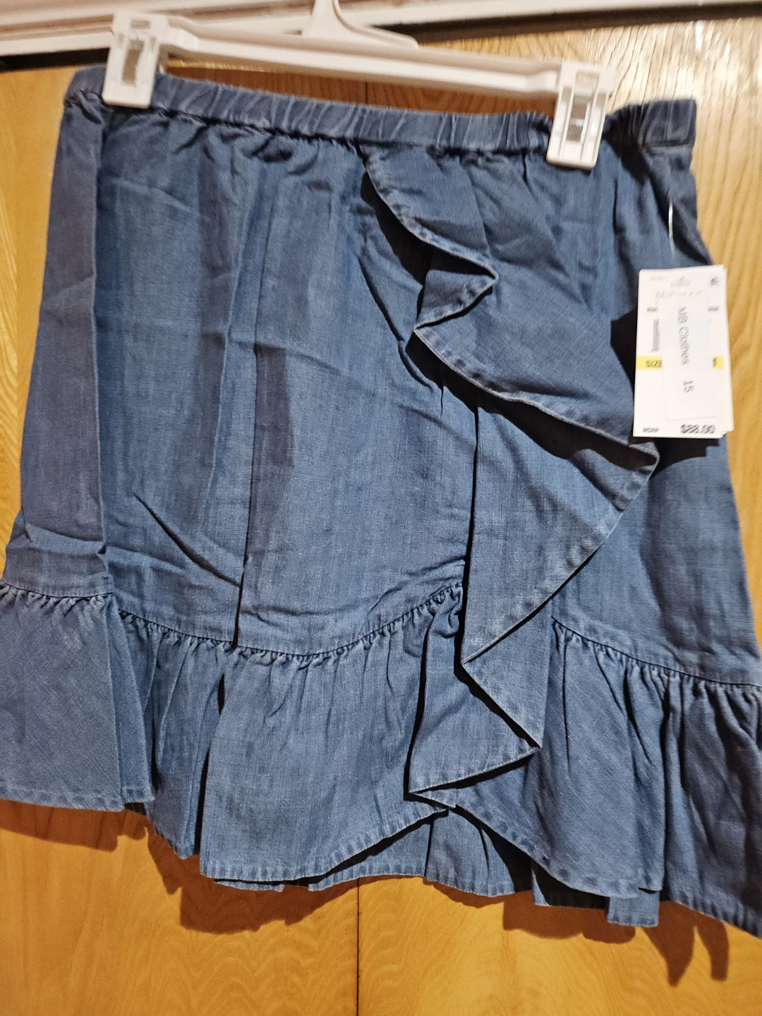 Michael Kors Women's Blue Denim Ruffle Skirt Size M - photo 3