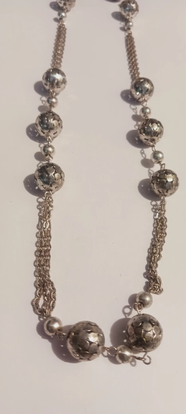 Long Silver Tone Beaded Necklace - photo 4