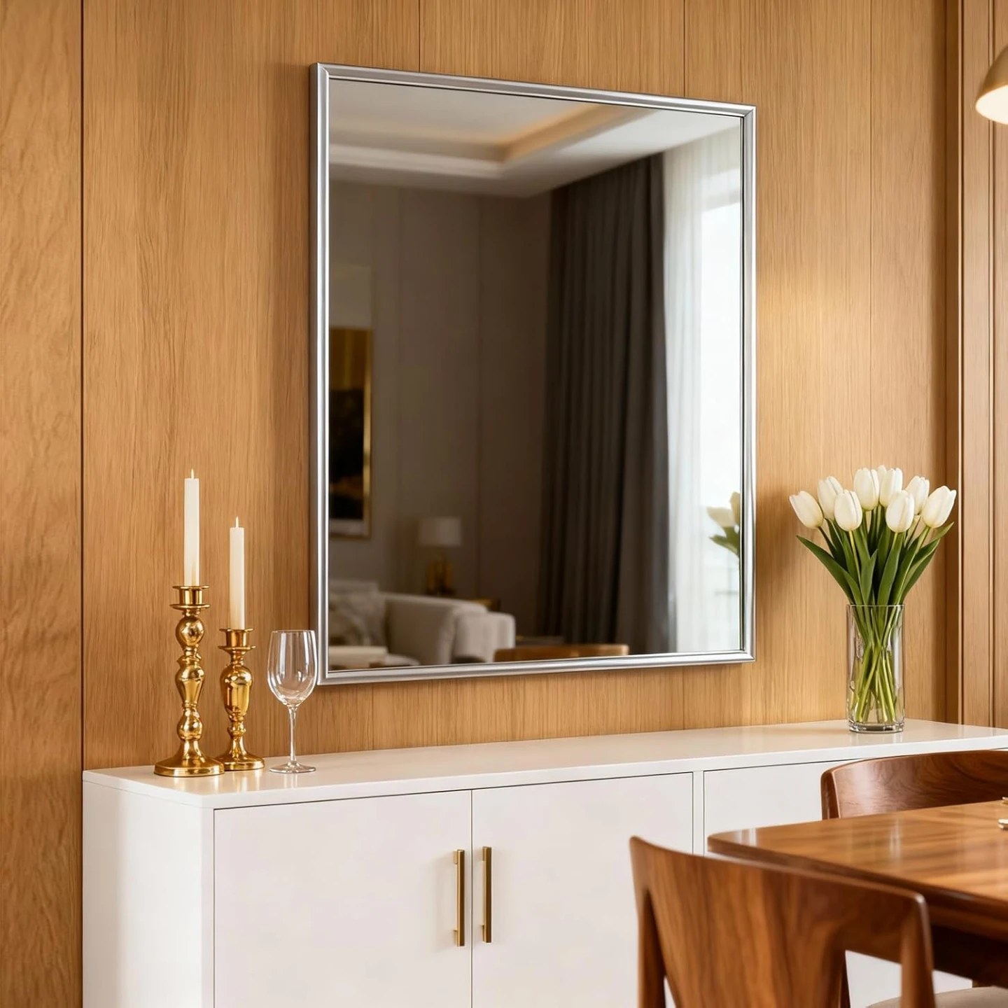 27" x 23" Silver Modern Bathroom Mirror - photo 5