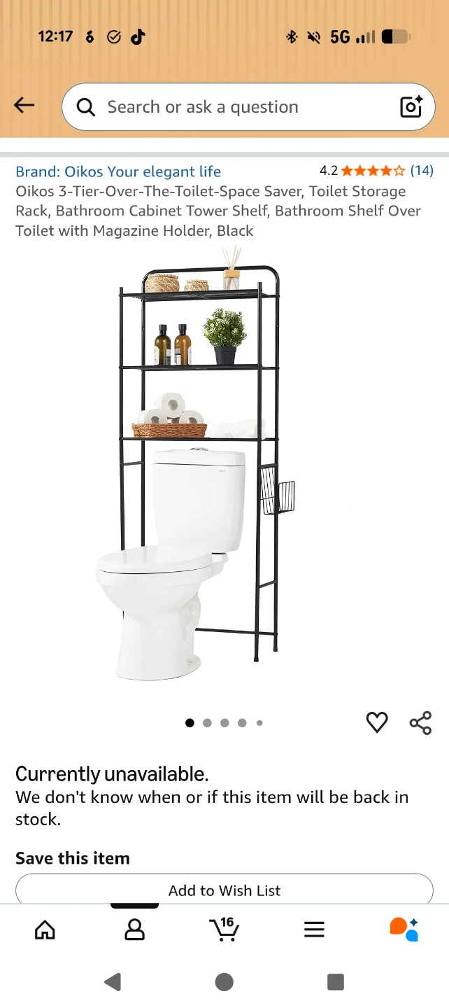 MOVING SALE - Above the Toilet Shelf