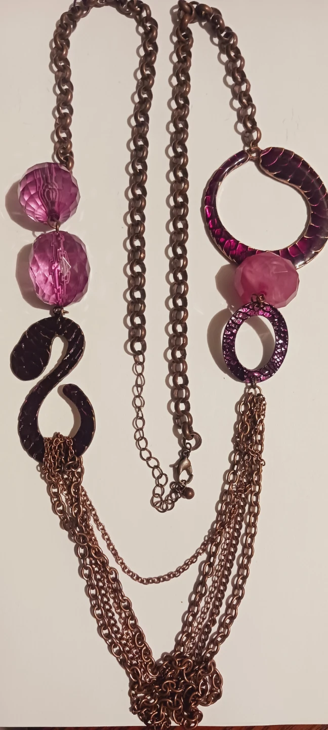 Long Beaded Necklace with Purple and Bronze Tones - photo 4