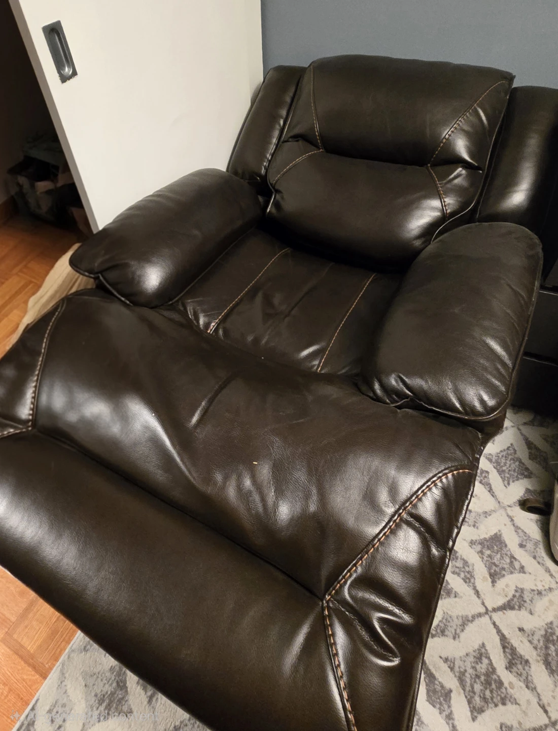 Dark Brown Faux Leather Recliner Chair - photo 4