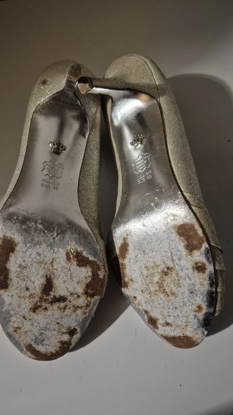 Nina Silver Glitter Peep Toe Heels Size 8 - photo 2