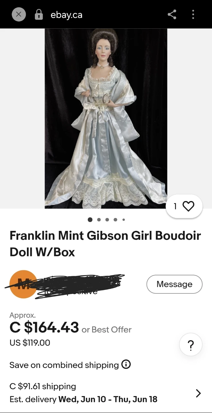 Franklin Mint Gibson Girl Boudoir Doll W/Box - photo 2