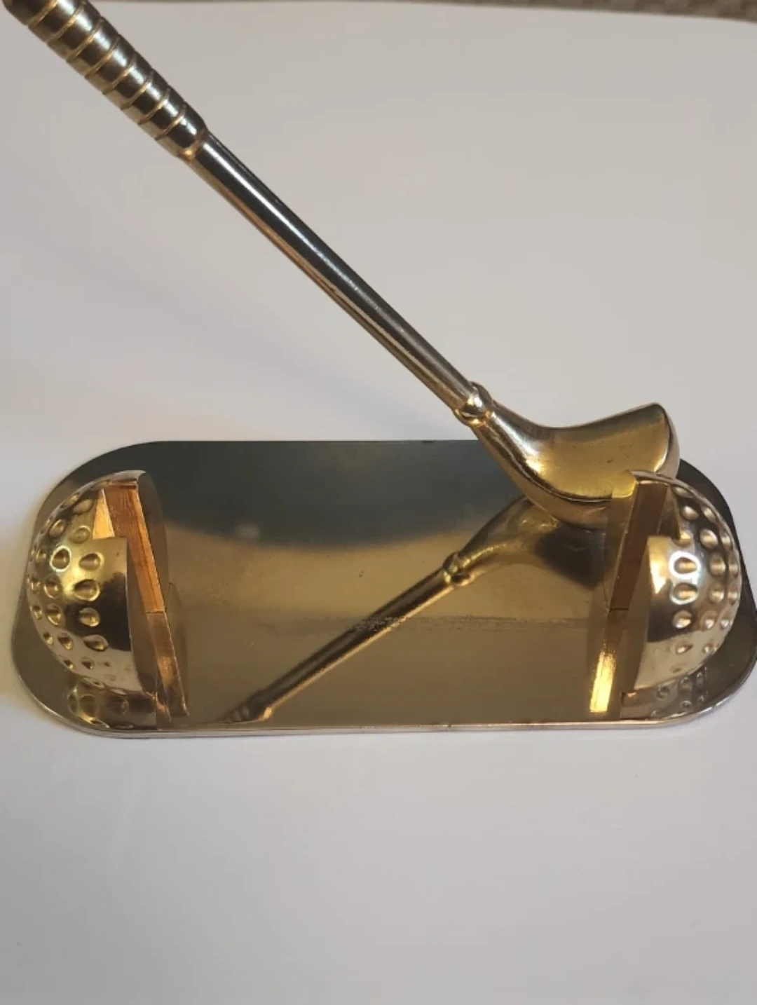Vintage brass plated golf themed business card holder - photo 3