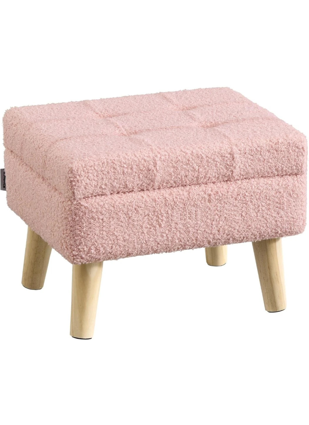 Pink Teddy Fabric Storage Footstool Ottoman