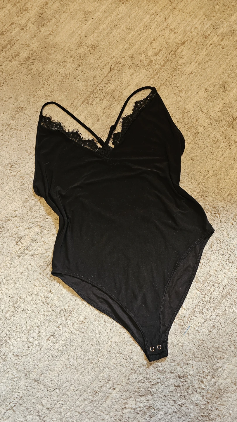 Black lace trim bodysuit