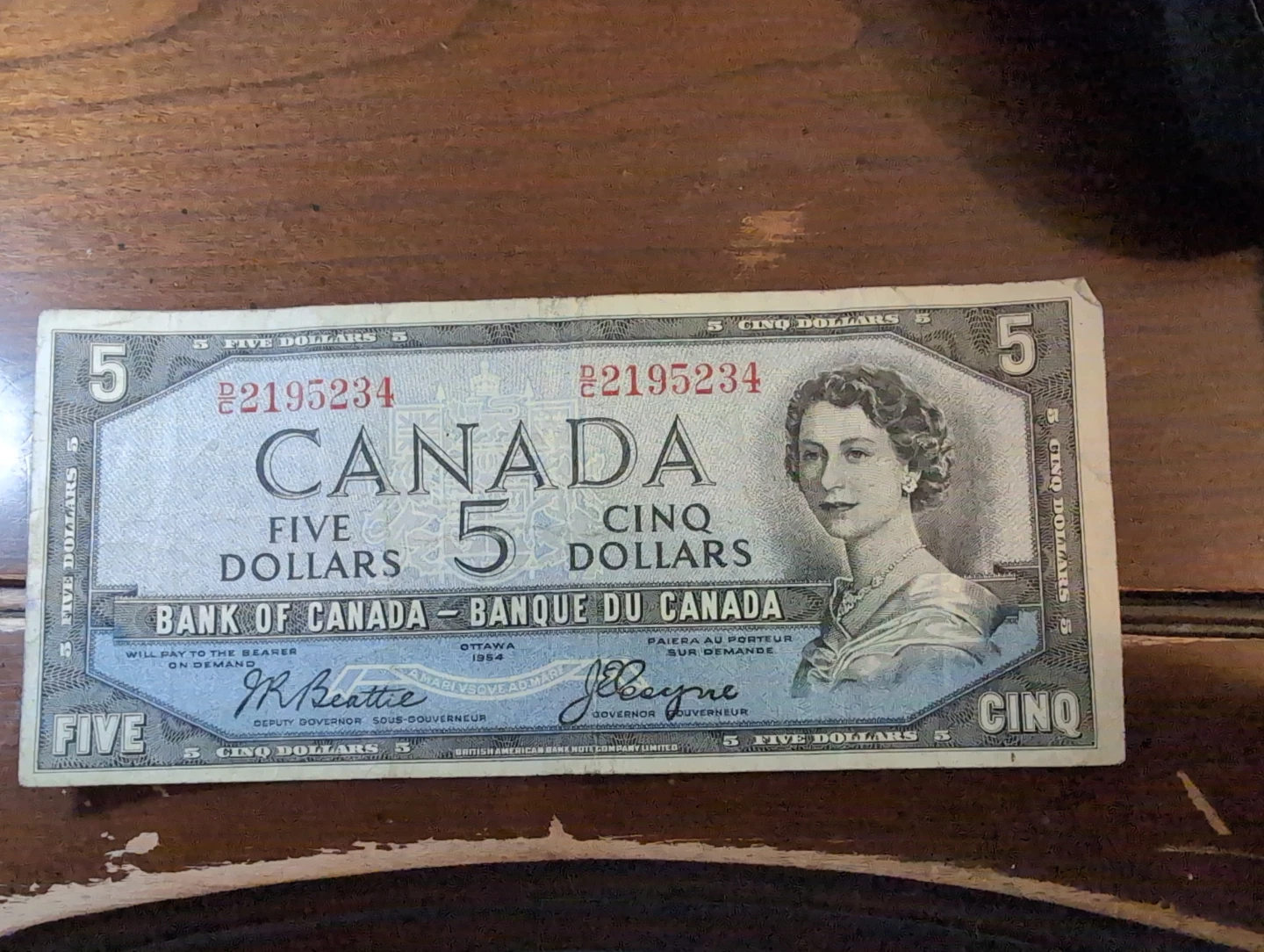 Canada 5 Dollar Banknote 1954 Devils Face