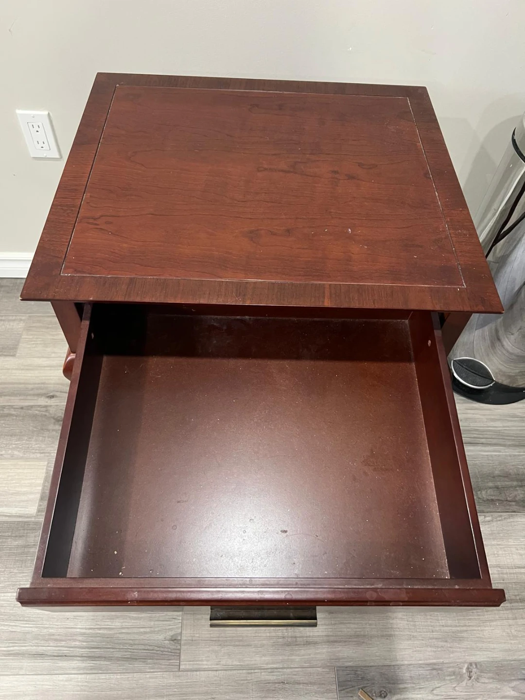 Dark Wood End Table with Drawer - photo 2