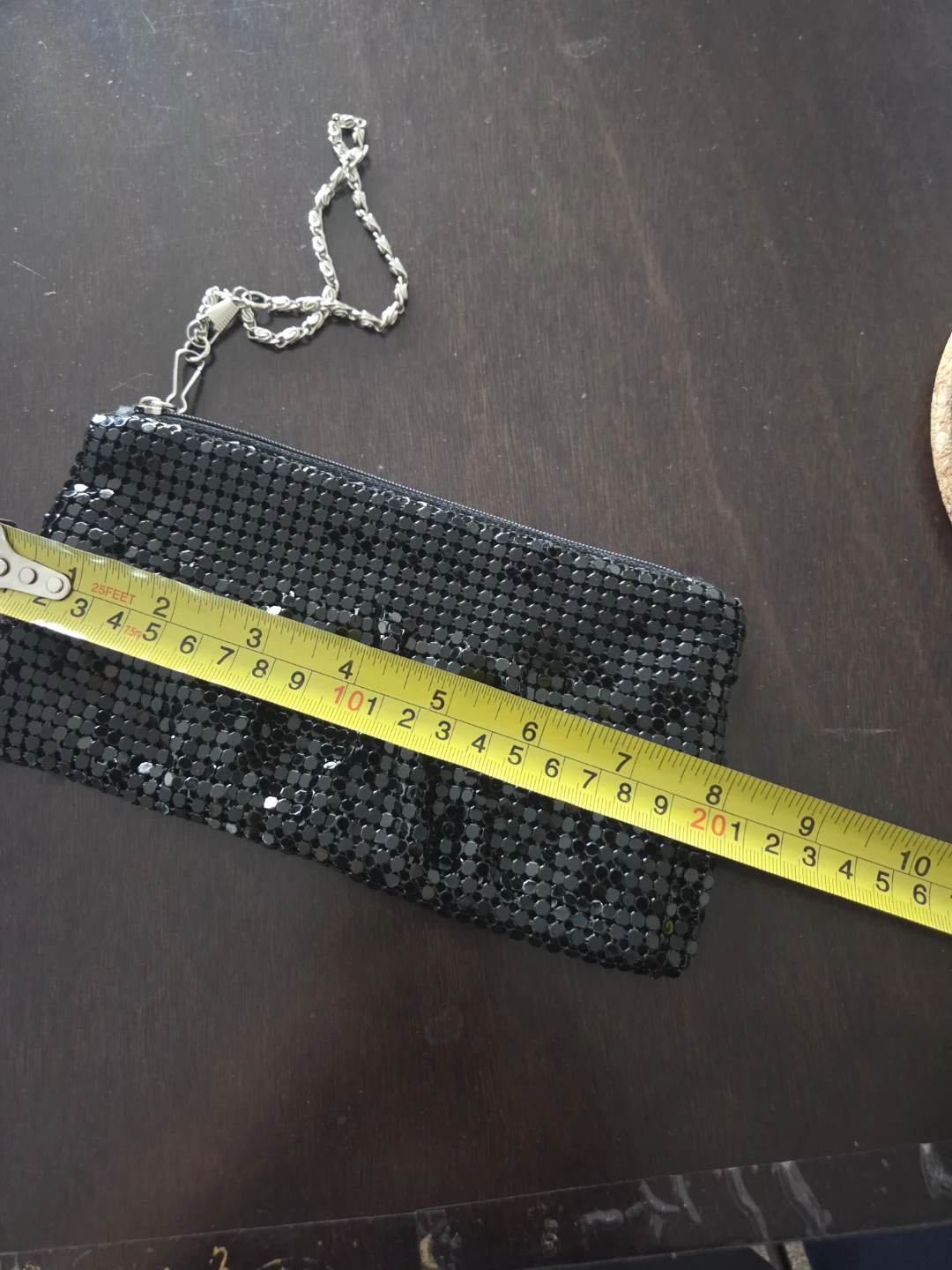 Black Mesh Clutch Purse with Chain - photo 3